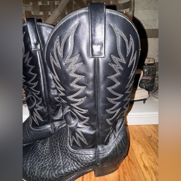 Valentino Palomino 932 Black Mens Size 10.5 EE Leather USA Cowboy boots GUC - Picture 3 of 13